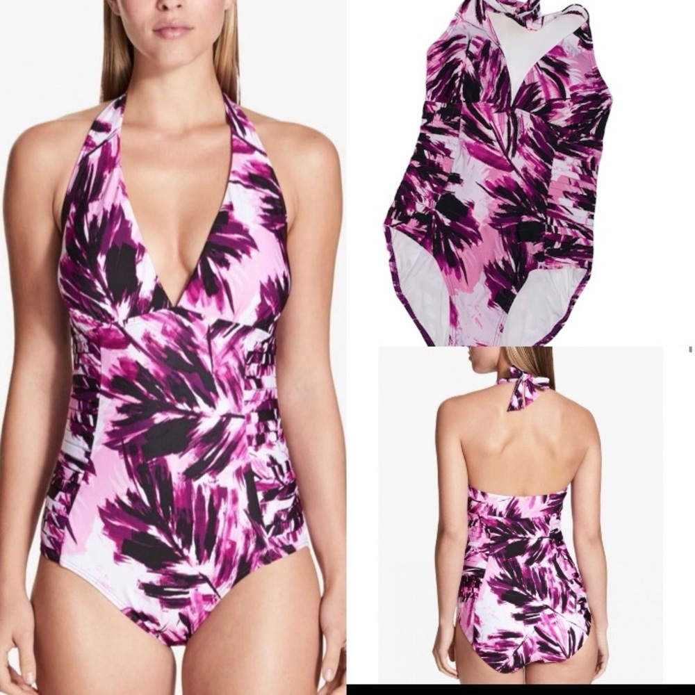 Calvin Klein Women's Side-Pleated‎ Halter One-Piece